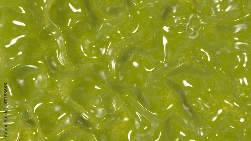 Poster pale yellow glossy wavy abstract background. simulation of solidified colored liquid. rendering an i