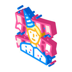 birthday celebration isometric icon vector illustration color