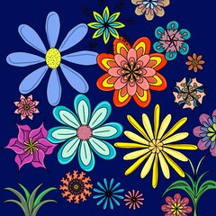 Fototapeta na wymiar flores coloridas de papel de parede