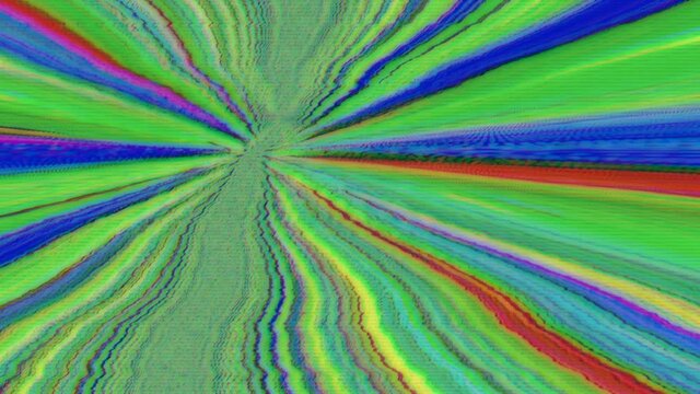 Digital generated abstract animation, rainbow bad signal concept.