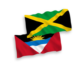 Flags of Jamaica and Antigua and Barbuda on a white background