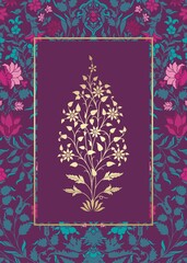 wedding card design, paisley floral pattern , India	