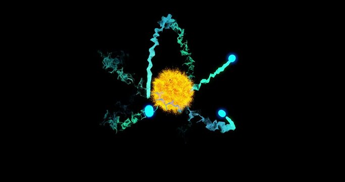 Atomic structure of a modern scientific research on nuclear fusion, looping 3D animation