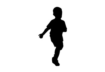 Fototapeta na wymiar Silhouette kids running playing with white background with clipping path.