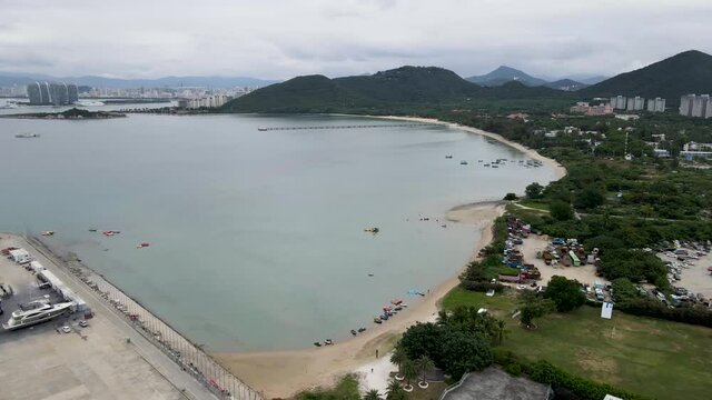 Aerial photography of Hainan island scenery and modern architecture