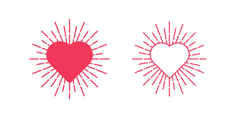 Set of Heart icon vector illustration template. Heart icon design collection. Love vector design isolated on white background. Love vector icon flat design for website, symbol, logo, sign, app, UI.