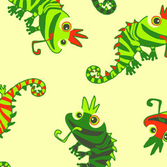 cute lizard vector seamless pattern. Beautiful design elements, perfect for nursery.