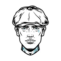 Handsome man head with tattoos