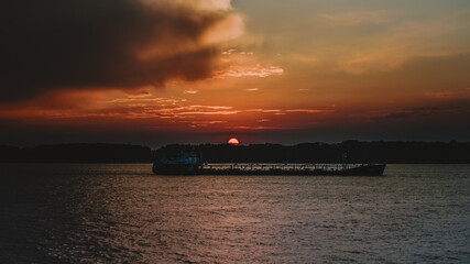 sunset over the river