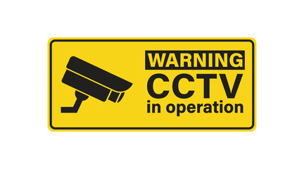 CCTV, attention sign video surveillance. Camera security icon. Vector isolated - obrazy, fototapety, plakaty