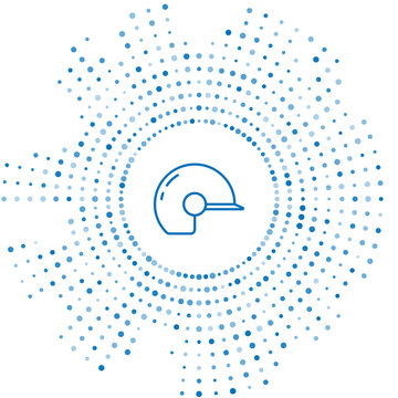 recommend clip art: Blue line Baseball helmet icon isolated on white background. Abstract circle random dots. Vector.