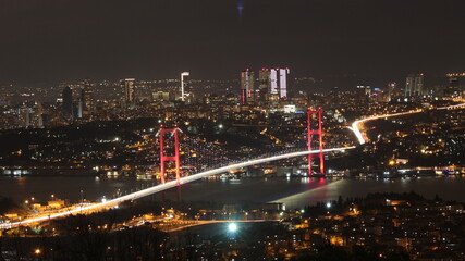Fototapeta na wymiar Bosphorus Istanbul, 15 July Martrys Bridge