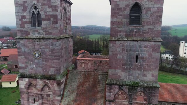 4k arial old church germany