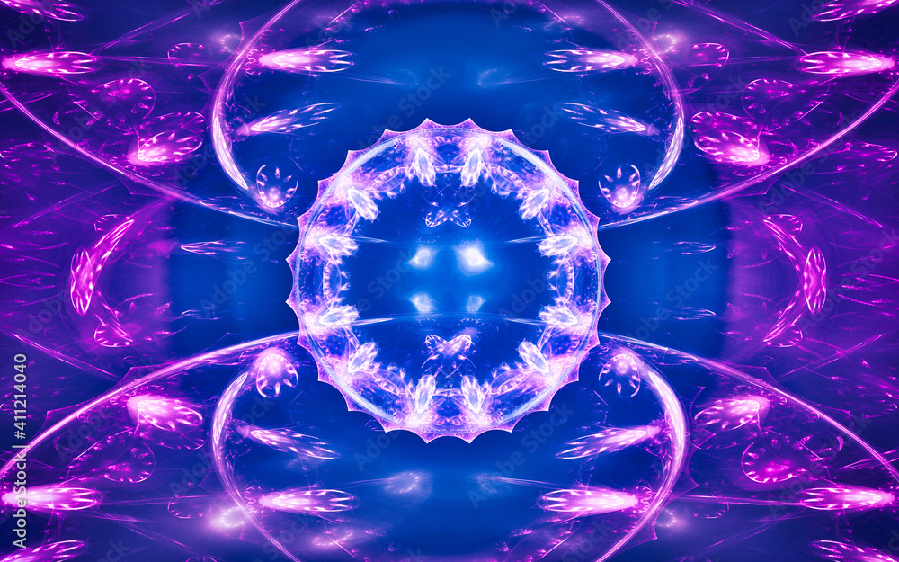 Poster digital generated image in the form of abstract geometric shapes of various shades and colors for use in web design and computer graphics