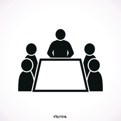 Team business meeting with teamwork and collaboration flat vector icon for apps and websites