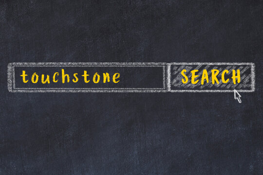 Chalk sketch of browser window with search form and inscription touchstone