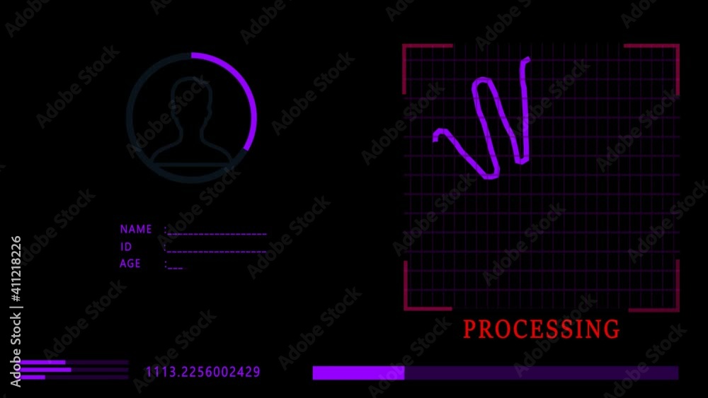Aufkleber animated video of self-identity scan with 2d scanner and dark background