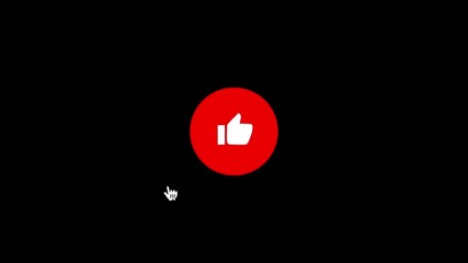Animated hand cursor clicks on the thumbs up round icon. Thumb up. Loop animation in alpha channel. - Powered by Adobe