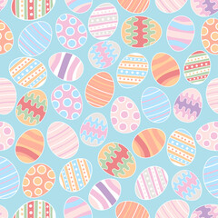 Easter eggs seamless pattern colorful background