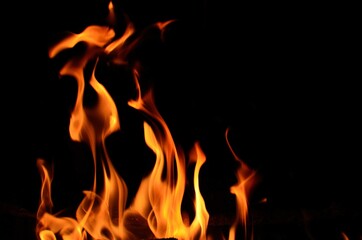 Fototapeta premium warming fire flames in wood burning stove