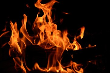 Fototapeta premium warming fire flames in wood burning stove