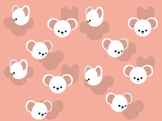 Animal 3D Head House Mouse Cartoon Illustration Seamless Background