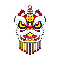 Lion Dance for Chinese New Year Festival. Vector Illustration