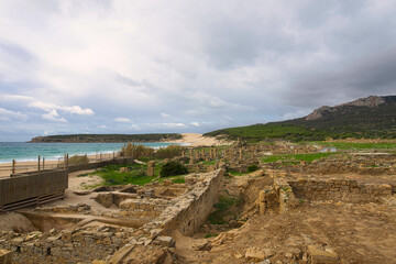 The ruins of the ancient Roman city Baelo Claudia at the archaeological site  near Tarifa, Spain. 
