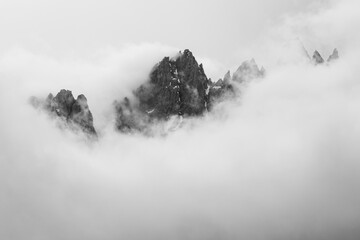 Dolomites: the Rocca dei Baranci in the clouds