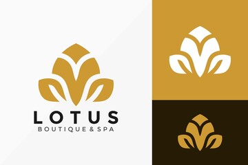 Abstract Lotus meditation Logo Icon Vector Design. Luxury, simple, minimal and elegant logo design Vector illustration template