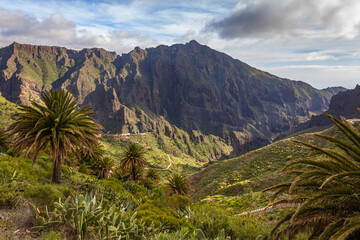 Masca, Tenerife, mountain landscape and trails. A touristic destination.