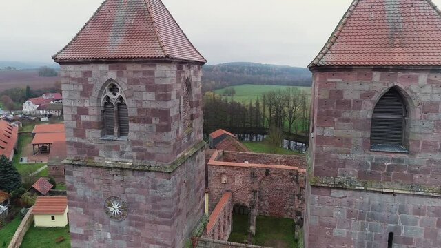 4k arial old church germany