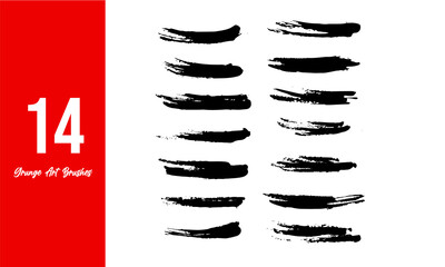 14 Grunge Art Brushes Stoker vector black brush line