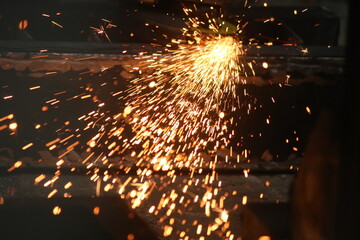 Welding sparks in the workshop