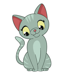 Funny cat in cartoon style. No background. 
