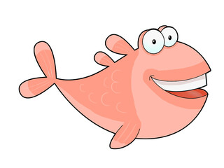 Funny fish in cartoon style. No background. 