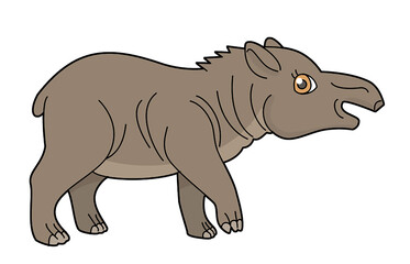 Funny tapir, exotic brazilian animal, in cartoon style. No background. 