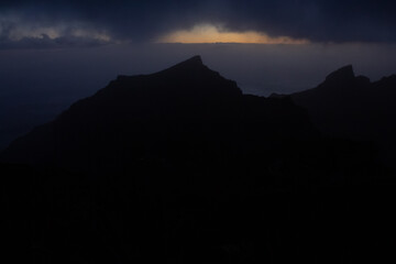 Tenerife sunset in Masca route from mountains in Tenerife