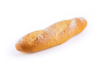 Italian bread baguette isolated on white background