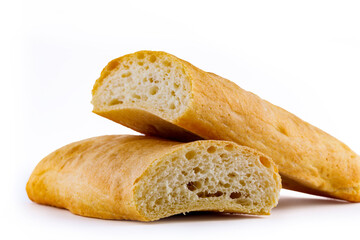 Italian ciabatta bread isolated on white background