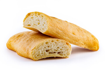 Italian ciabatta bread isolated on white background