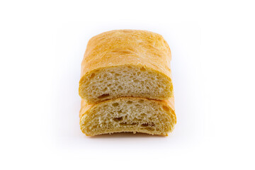 Italian ciabatta bread isolated on white background