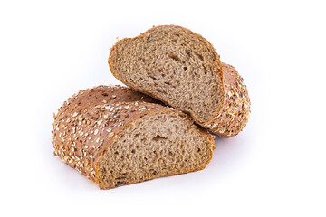 Multi grain bread isolated on white brackground