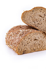 Multi grain bread isolated on white brackground