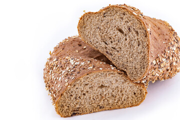 Multi grain bread isolated on white brackground