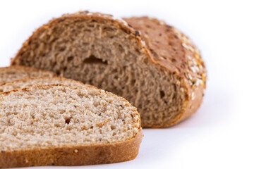 Multi grain bread isolated on white brackground