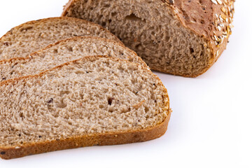 Multi grain bread isolated on white brackground