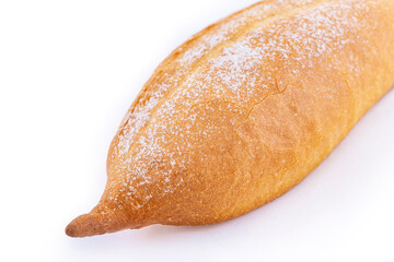 Italian bread baguette isolated on white background