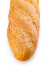 Italian bread baguette isolated on white background