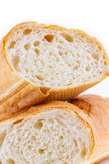 Italian bread baguette isolated on white background